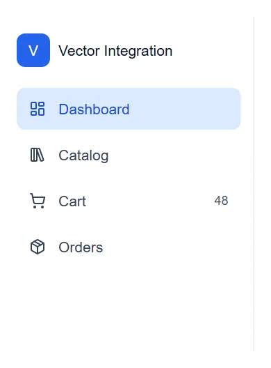 The navigation rail: four items, each with a screen behind it