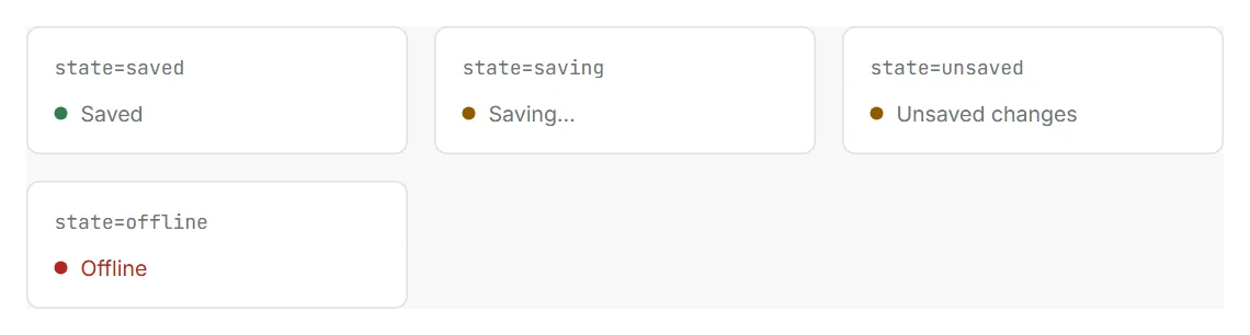Save status in its four states